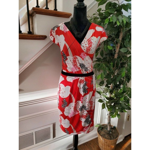 NewYork Co. Women Multicolor Polyester V-Neck Short Sleeve Knee Length Dress XL - Picture 11 of 13